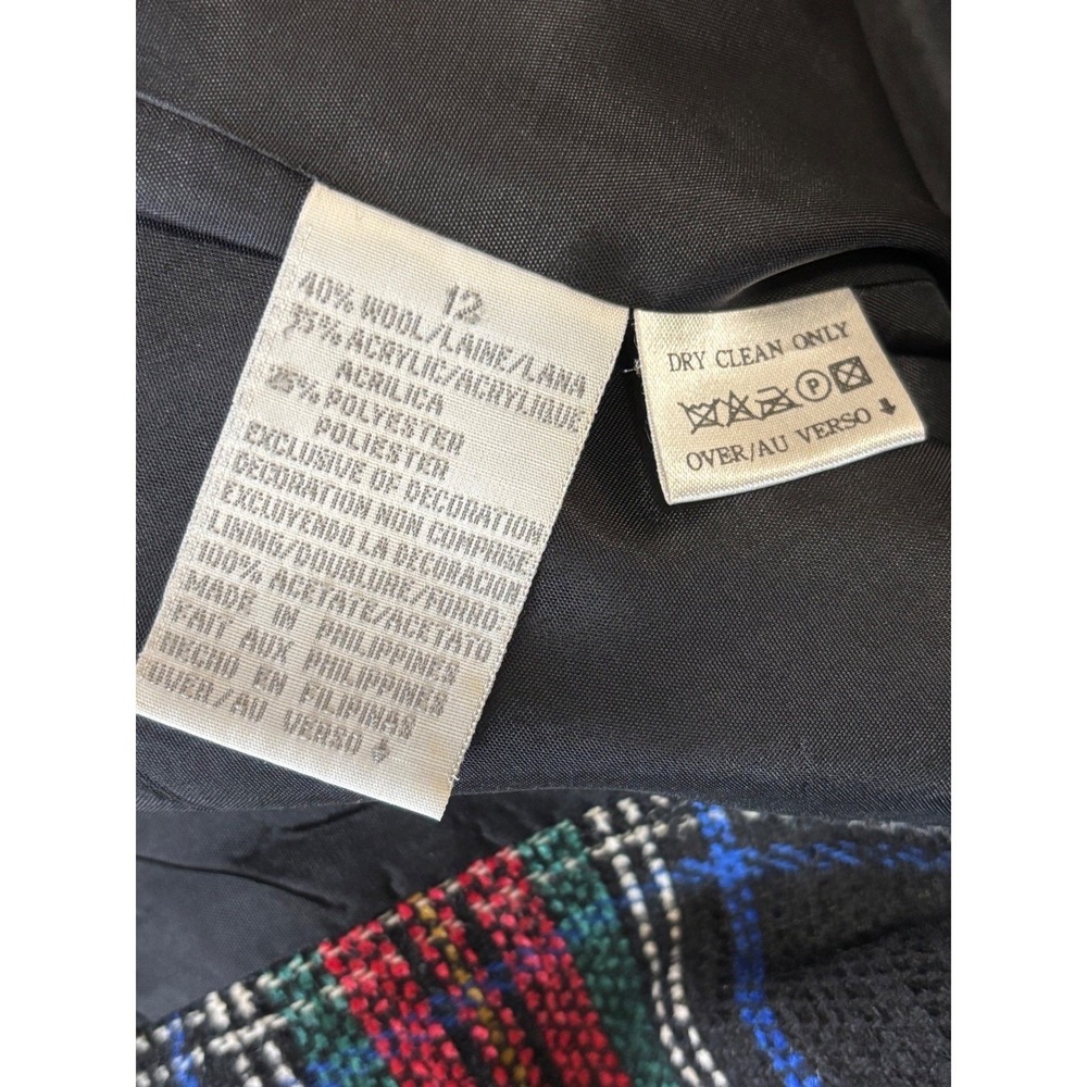 Liz Claiborne Womens Plaid Velvet Trim Blazer Jacket 12 VTG 90s Holiday Career - Picture 4 of 7